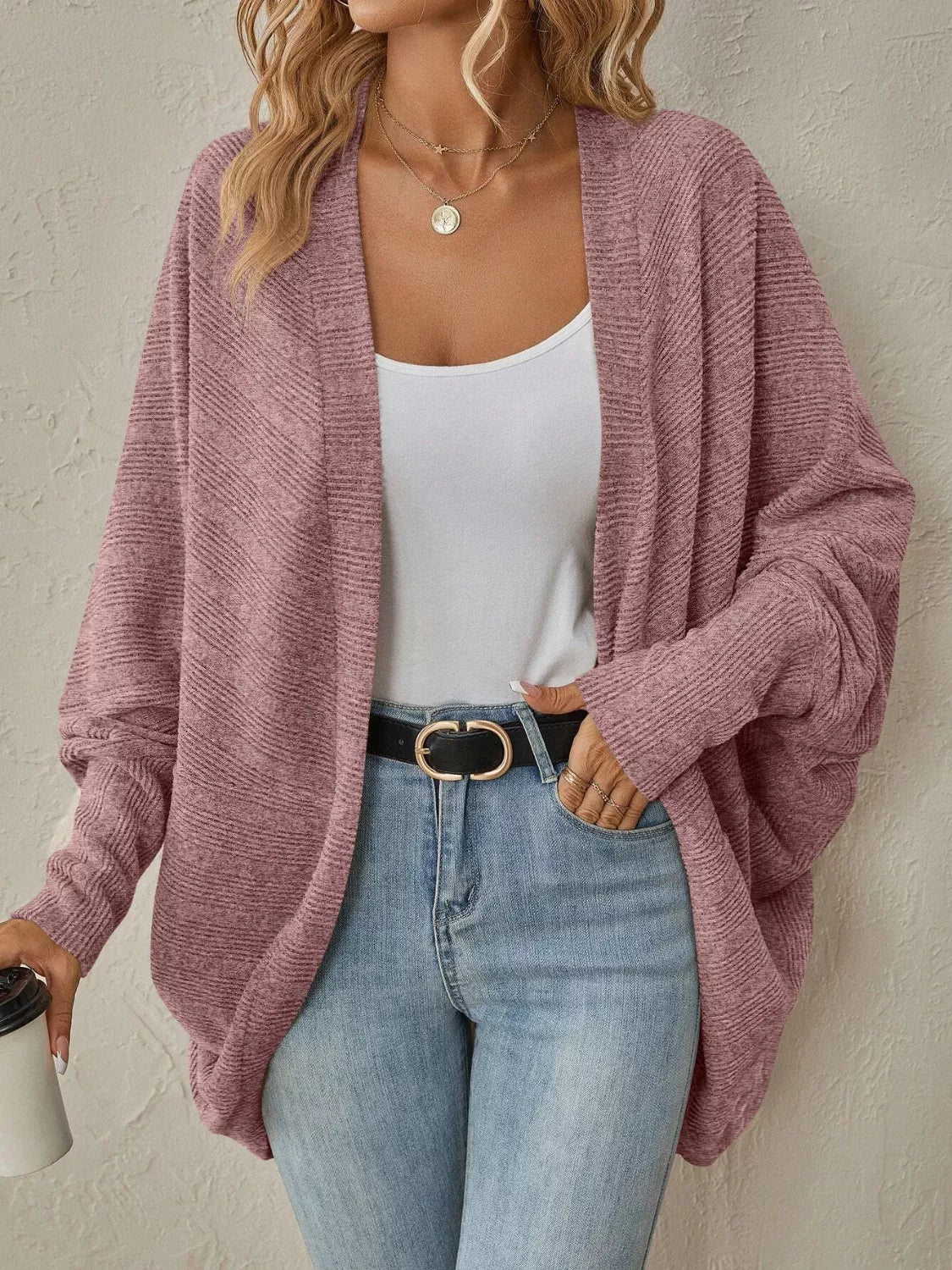 Casual Knit Open Front Cardigan