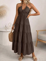 Halter Neck Tiered Midi Dress