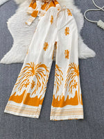 Printed Sleeveless Top and Wide Leg Pants Set
