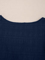 Textured Square Neck Top and Shirred High Waist Shorts Set
