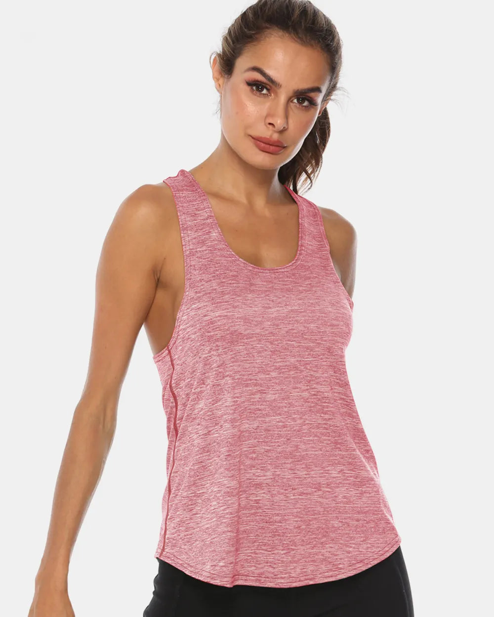Full Size Scoop Neck Wide Strap Active Tank - Ladyez