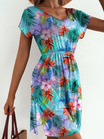Printed Short Sleeve Mini Dress