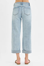 RISEN Full Size Mid Rise Fit Boyfriend Jeans with Cuff Plus Size - Ladyez