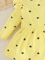 Children's Heart Print Dress & Headband Set
