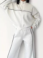 Full Size Zip Up Long Sleeve Top and Pants Set Plus Size