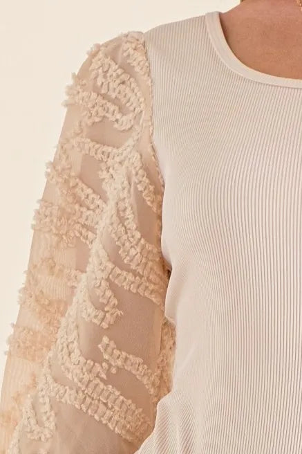And The Why Textured Puff Sleeve Bodysuit - Ladyez