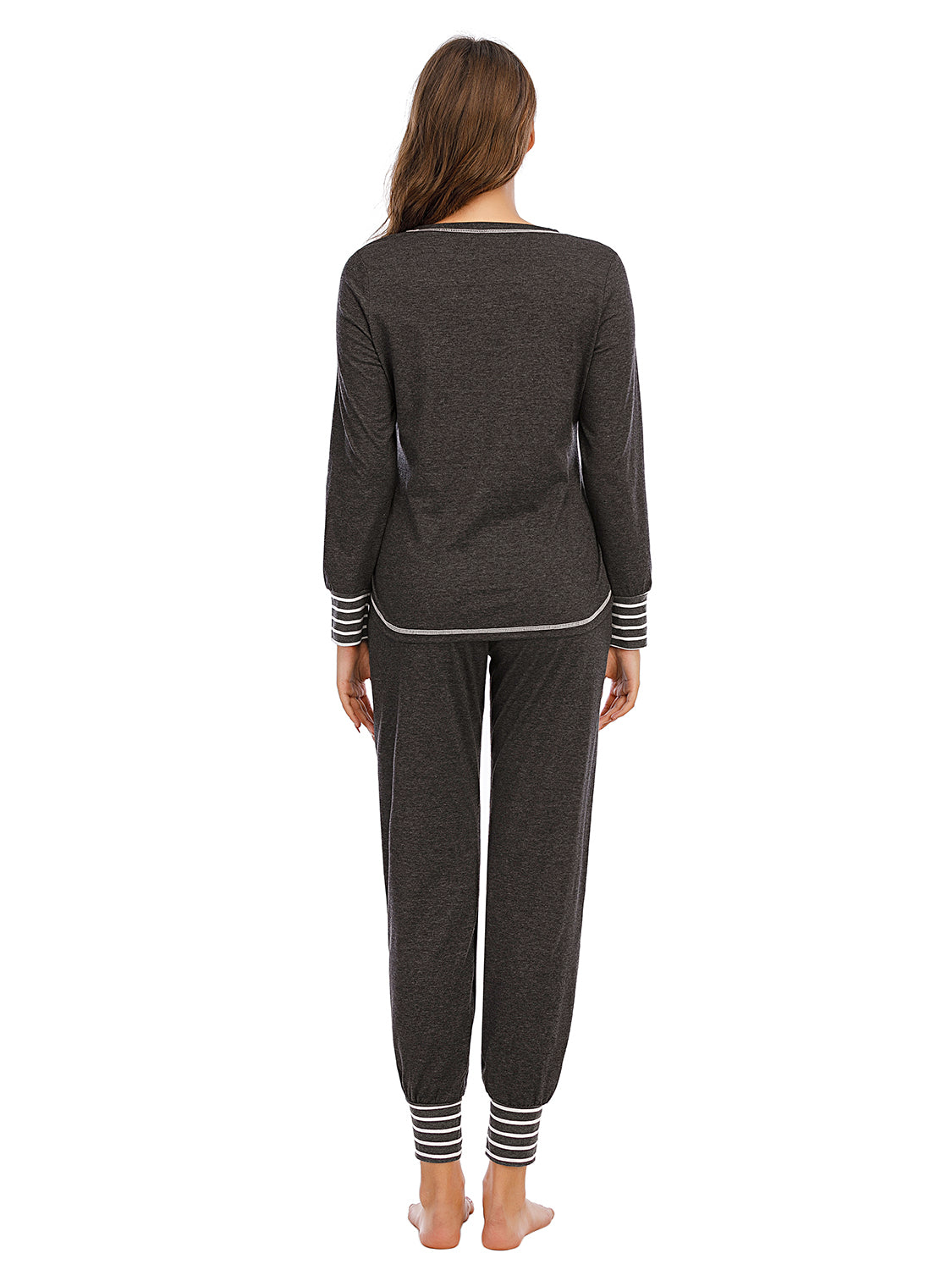Round Neck Top and Pants Lounge Set - Ladyez