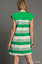 Umgee French Terry Side Slit Striped Mini Dress