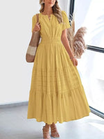 Full Size Short Sleeve Tiered Midi Dress Plus Size