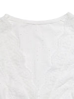 Eyelet Lace Trim Short Sleeve Shirt