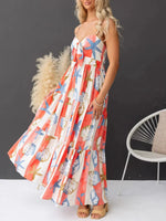 Printed Spaghetti Strap Maxi Dress with Pockets - Ladyez