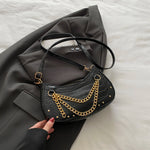 Chain-Embellished Shoulder Bag - Ladyez