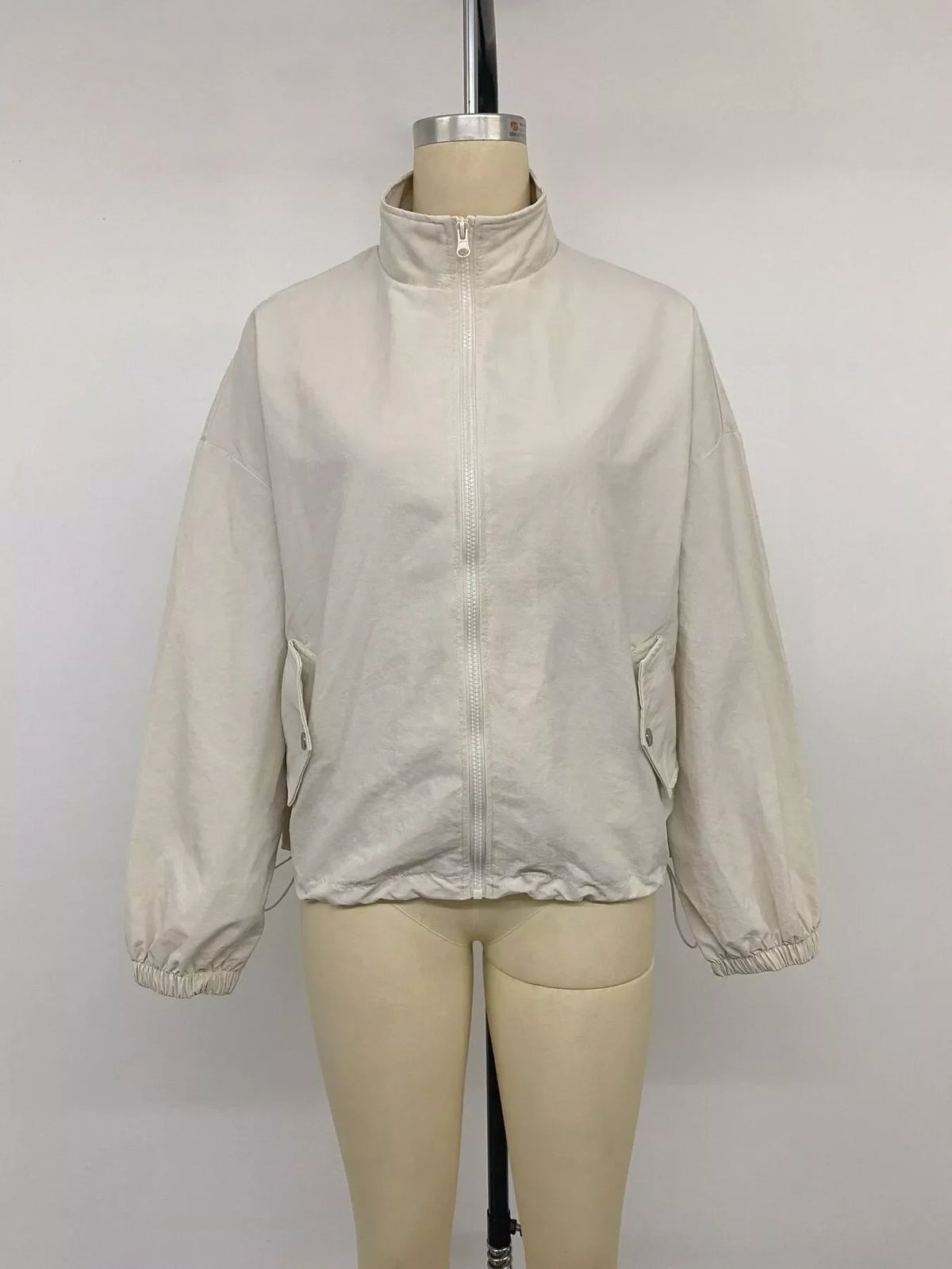 Zip-Up Dropped Shoulder Jacket