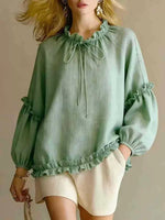 Frill Balloon Sleeve Blouse