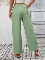 Casual Drawstring Wide Leg Pants