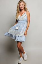 POL Eyelet Embroidered Smocked Waist Mini Dress