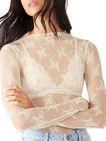 Lace Mock Neck Long Sleeve Blouse - Ladyez