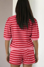 Striped Round Neck Top and Shorts Set