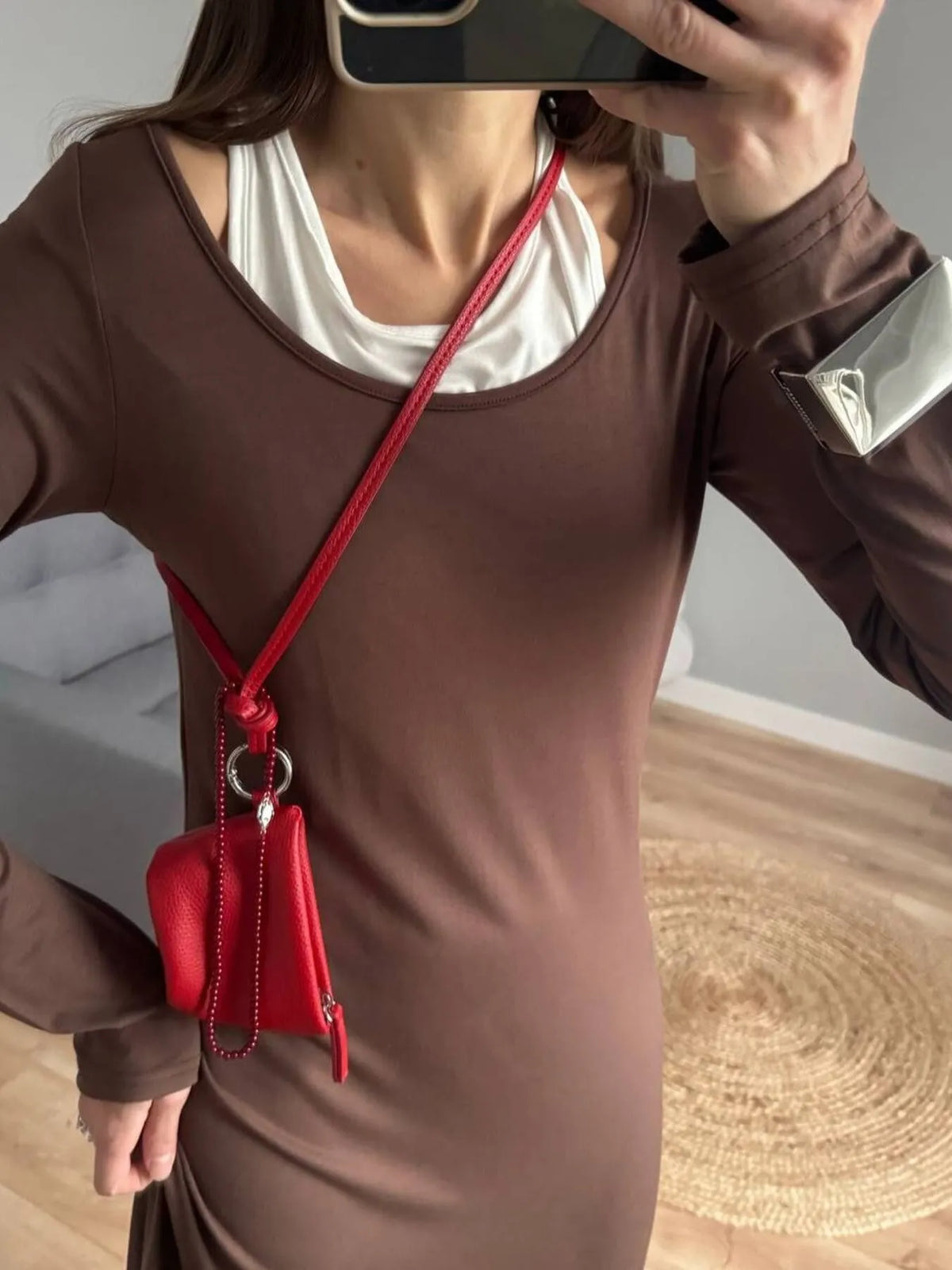 Contrast Long Sleeve Maxi Dress - Ladyez