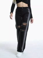 Distressed Wide-Leg Jeans