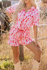 Cowgirl Boots Printed Shirt and Shorts Set - Ladyez
