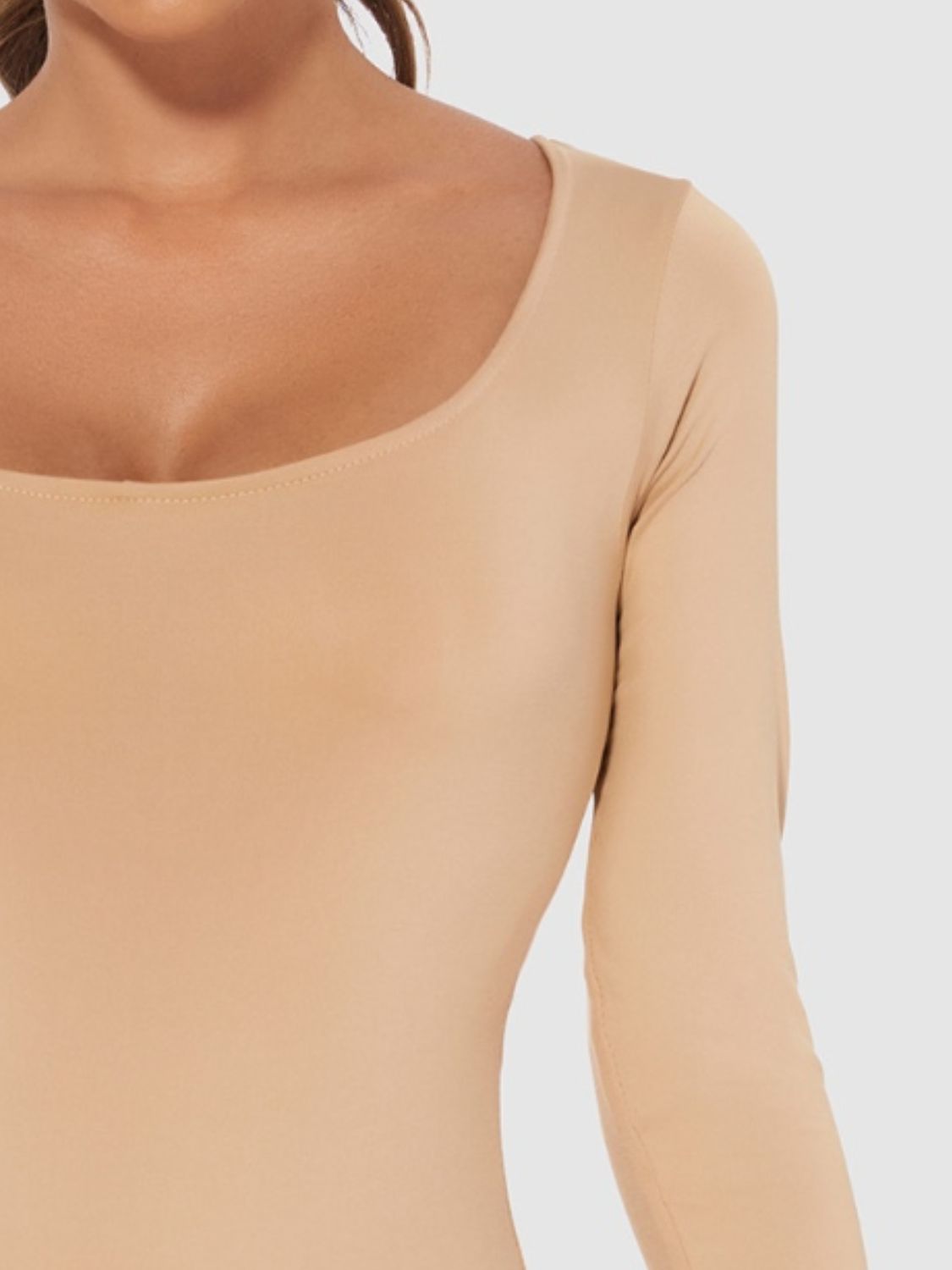 Full Size Scoop Neck Long Sleeve Bodysuit - Ladyez
