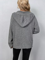 Full Size Cozy Knit Hooded Button-Down Cardigan Plus Size