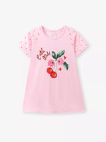 Children's Cherry Short Sleeve Casual Dress