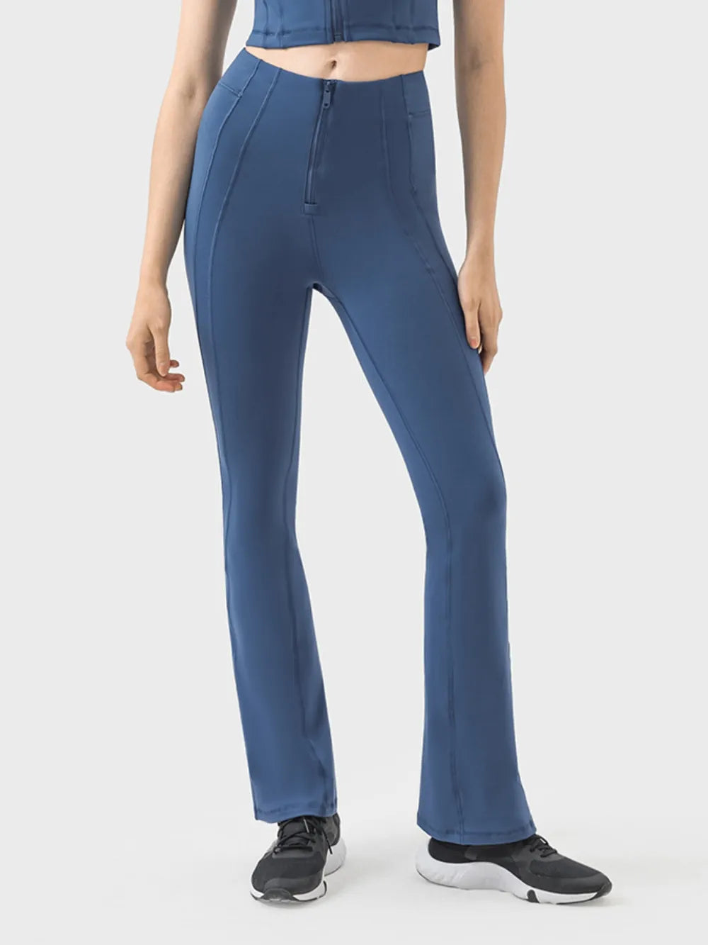Millennia Zipper Detail High Waist Active Pants - Ladyez