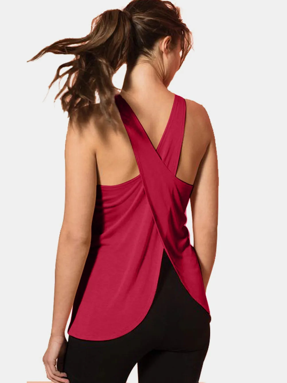 Crisscross Scoop Neck Active Tank - Ladyez