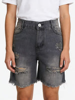 Full Size Ripped Frayed Hem Denim Shorts Plus Size