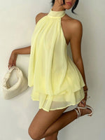 Halter Neck Layered Mini Dress