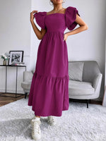 Tiered Square Neck Maxi Dress - Ladyez