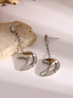 Stainless Steel Moon Dangle Earrings