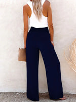 Full Size High-Waisted Textured Wide Leg Pants Plus Size