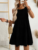 Plaid Round Neck Sleeveless Mini Dress