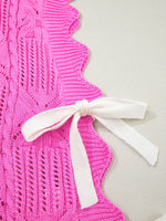 Side Tie Openwork Round Neck Sweater Vest