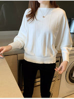 Ribbed Hem Batwing Sleeve Knit Top