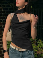 Asymmetrical Neckline Ruched Cami
