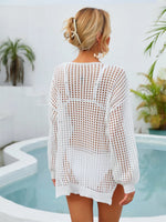 Angel Wings Sequin Star Round Neck Long Sleeve Cover Up - Ladyez