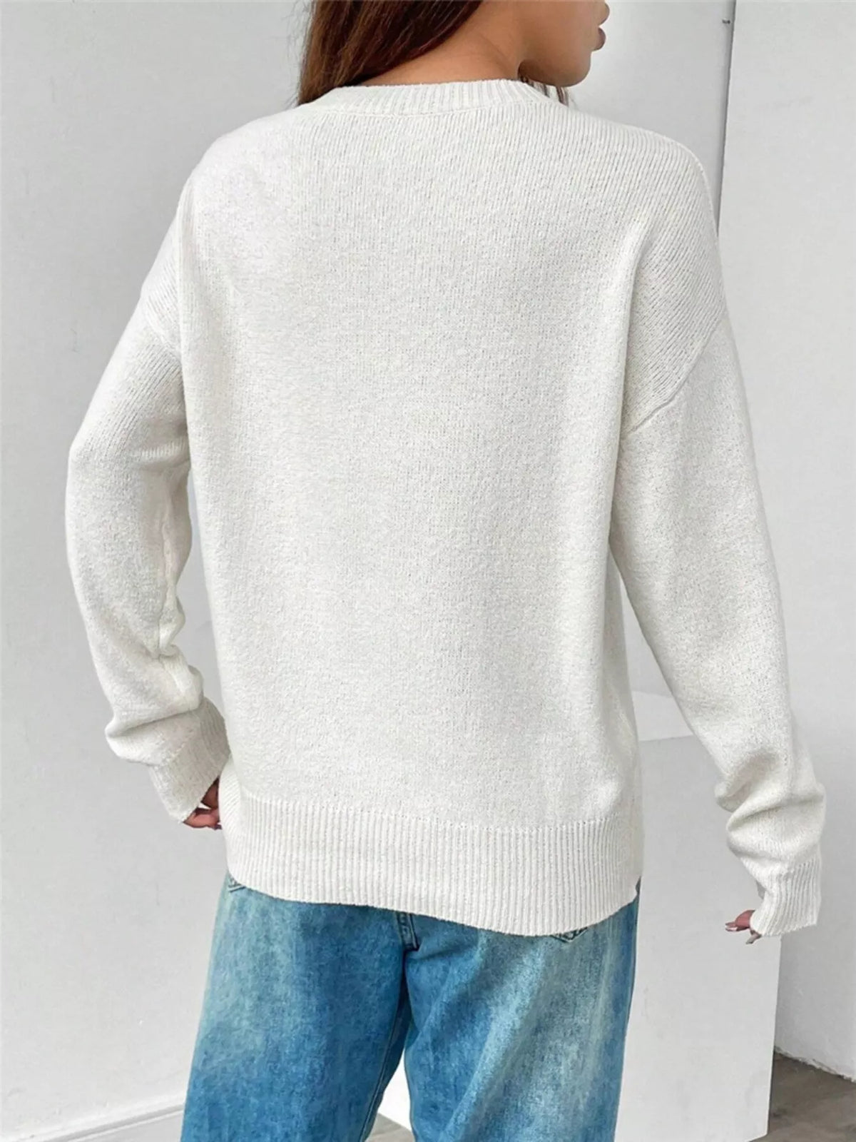 US Flag Round Neck Long Sleeve Sweater