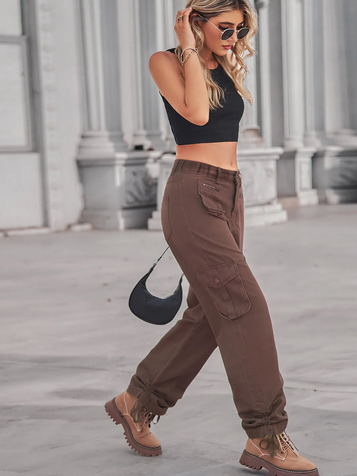 Drawstring Cargo Jeans - Ladyez