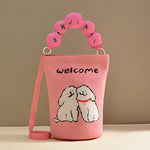 Bucket Crossbody Bag with Beaded Handle