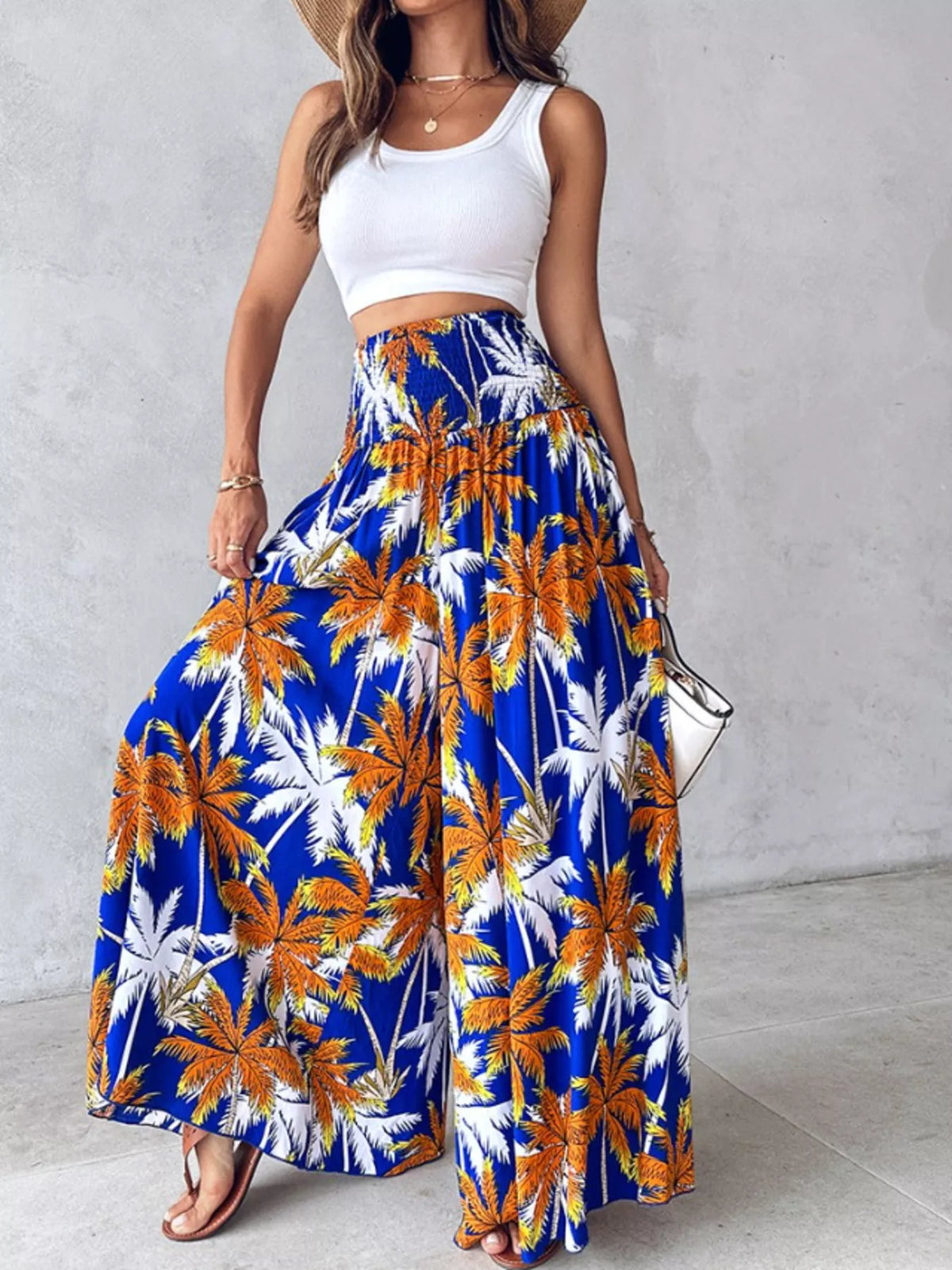 Printed Wide-Leg Pants