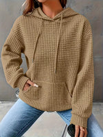 Textured Knit Drawstring Hoodie