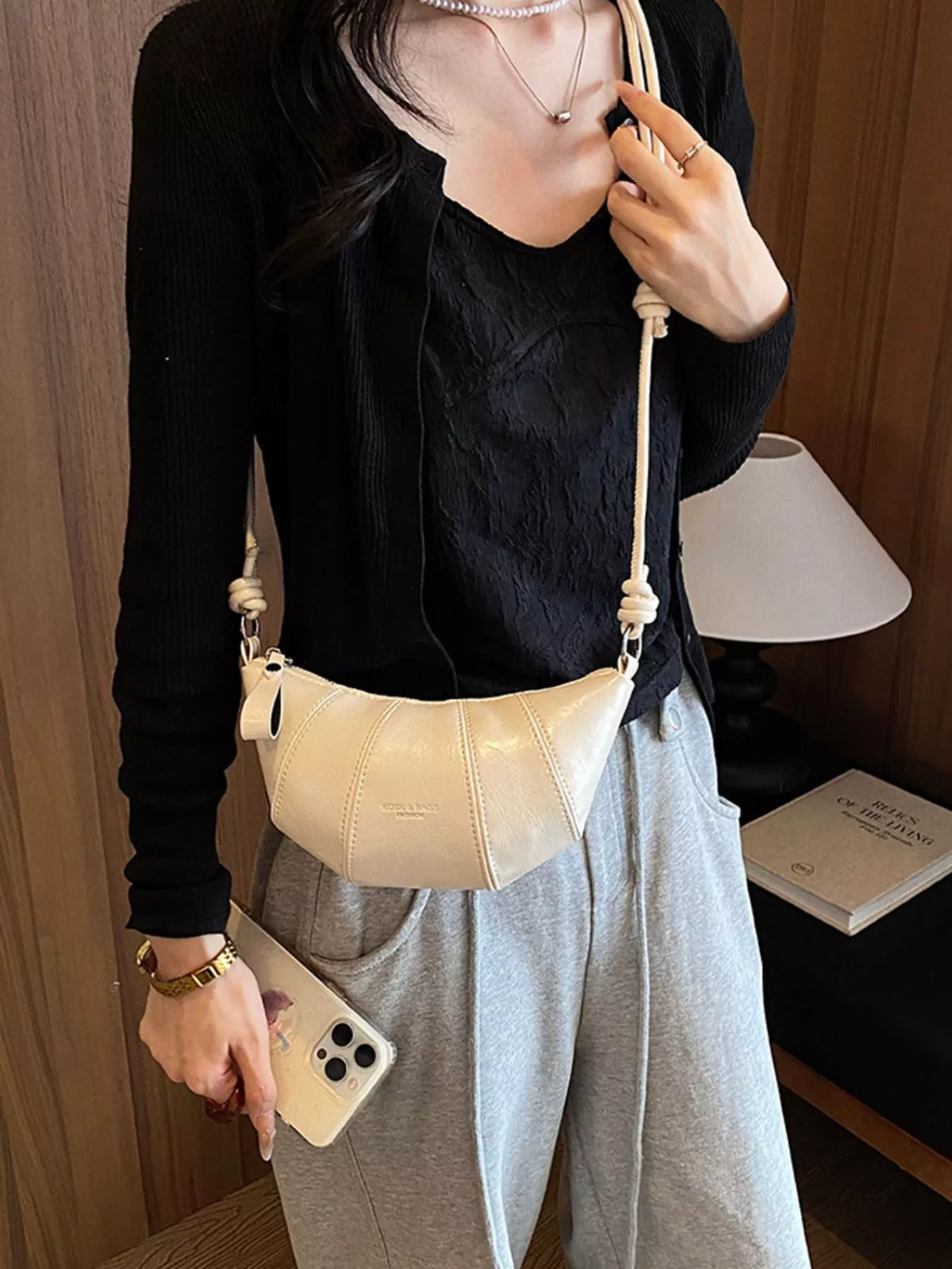 PU Leather Crescent Crossbody Bag