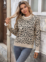 Frill Leopard Long Sleeve Sweater