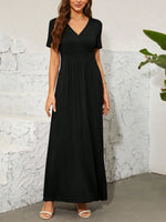 Surplice Short Sleeve Maxi Dress - Ladyez