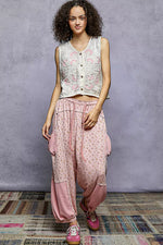 POL Floral Embroidered V-Neck Vest