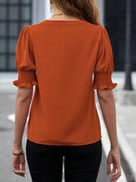 Notched Half Sleeve Blouse